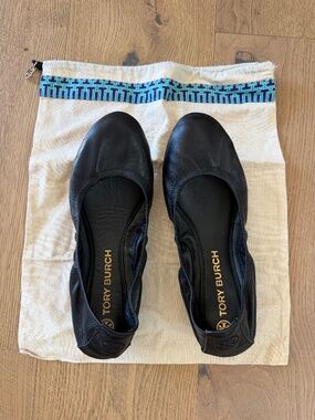 Tory Burch Eddie Stretch Ballerina Flat, Black, Sz 10